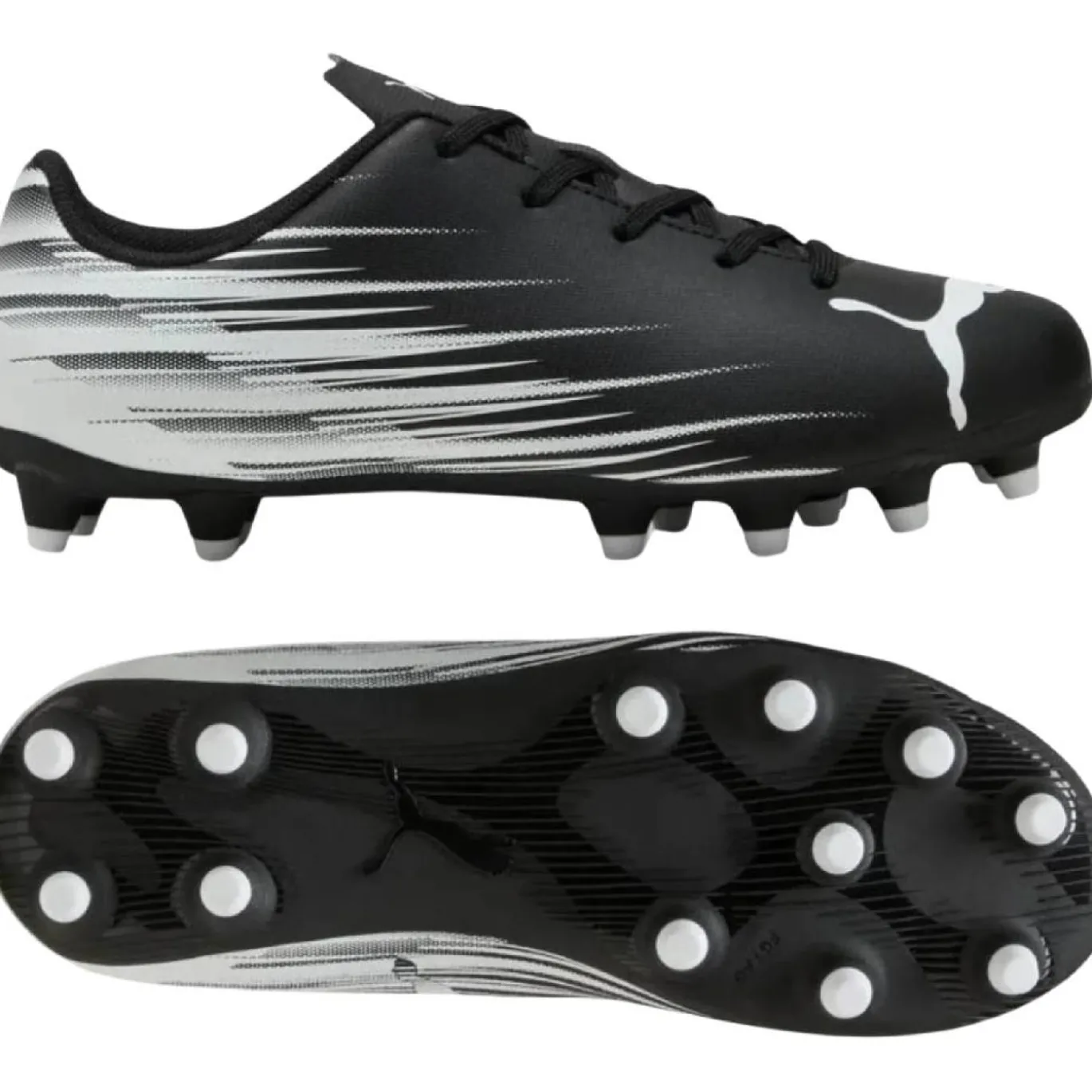 PUMA Attacanto II Gras / Kunstgras Voetbalschoenen (MG) Kids Zwart Wit