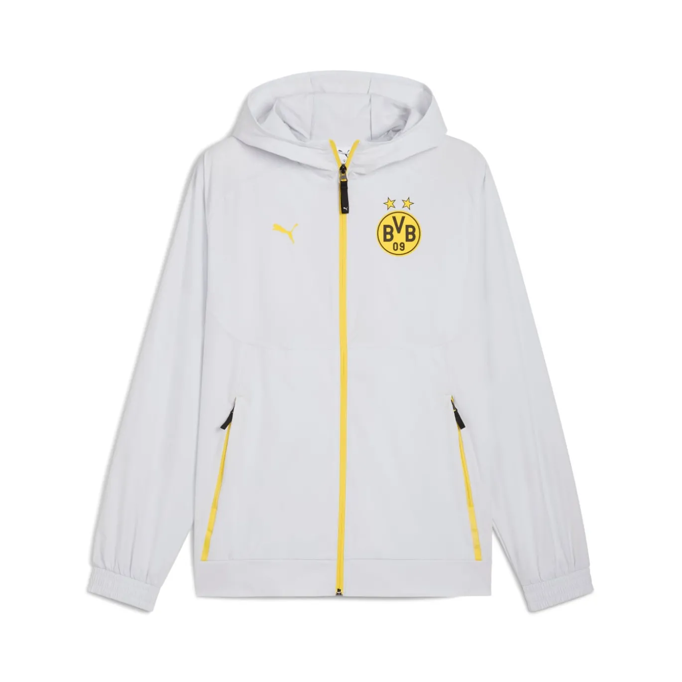 PUMA Borussia Dortmund Pumatech Trainingsjack Woven 2025-2026 Zilver Geel