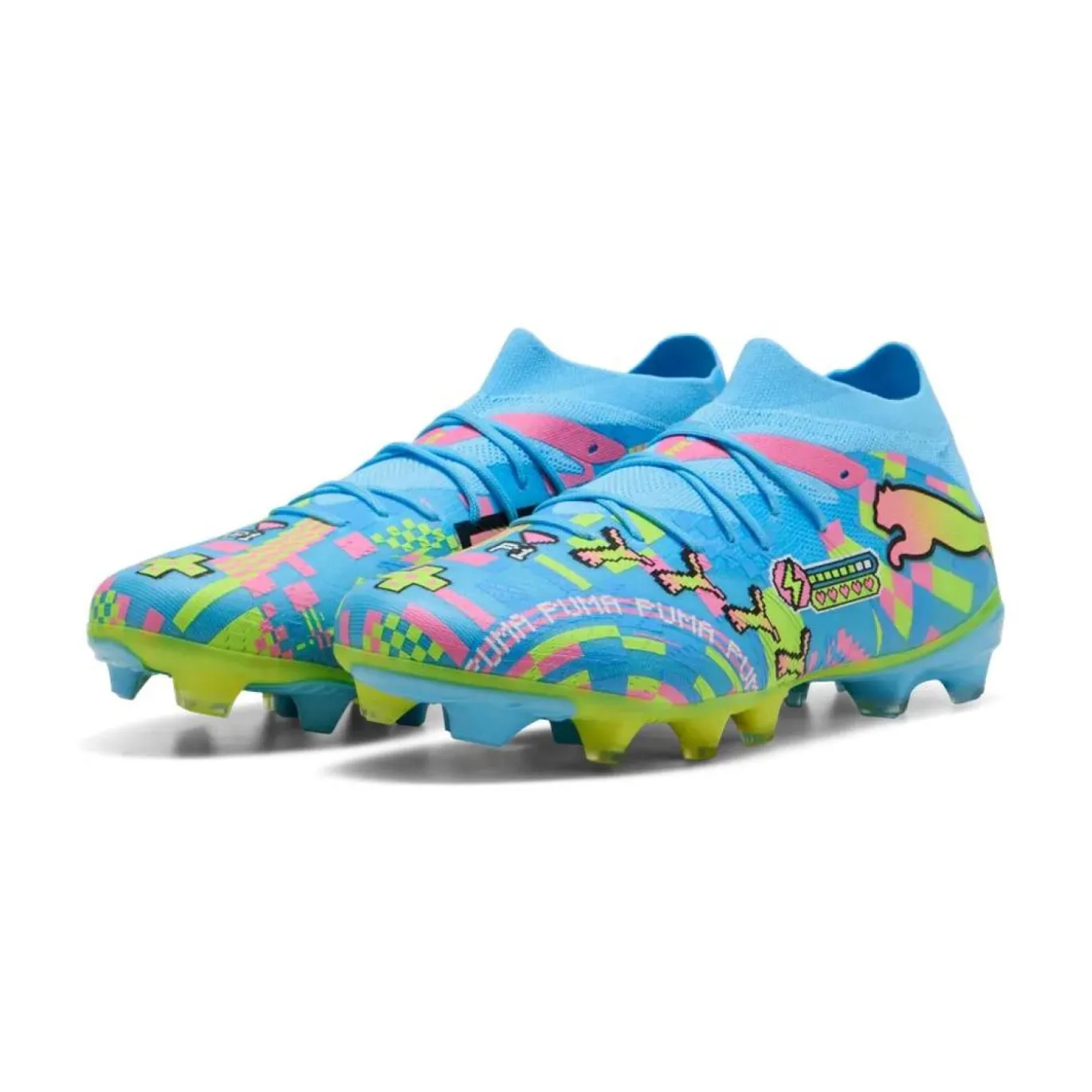 PUMA Future 9 Match ADV Gras / Kunstgras Voetbalschoenen (MG) Felblauw Felroze Neongroen