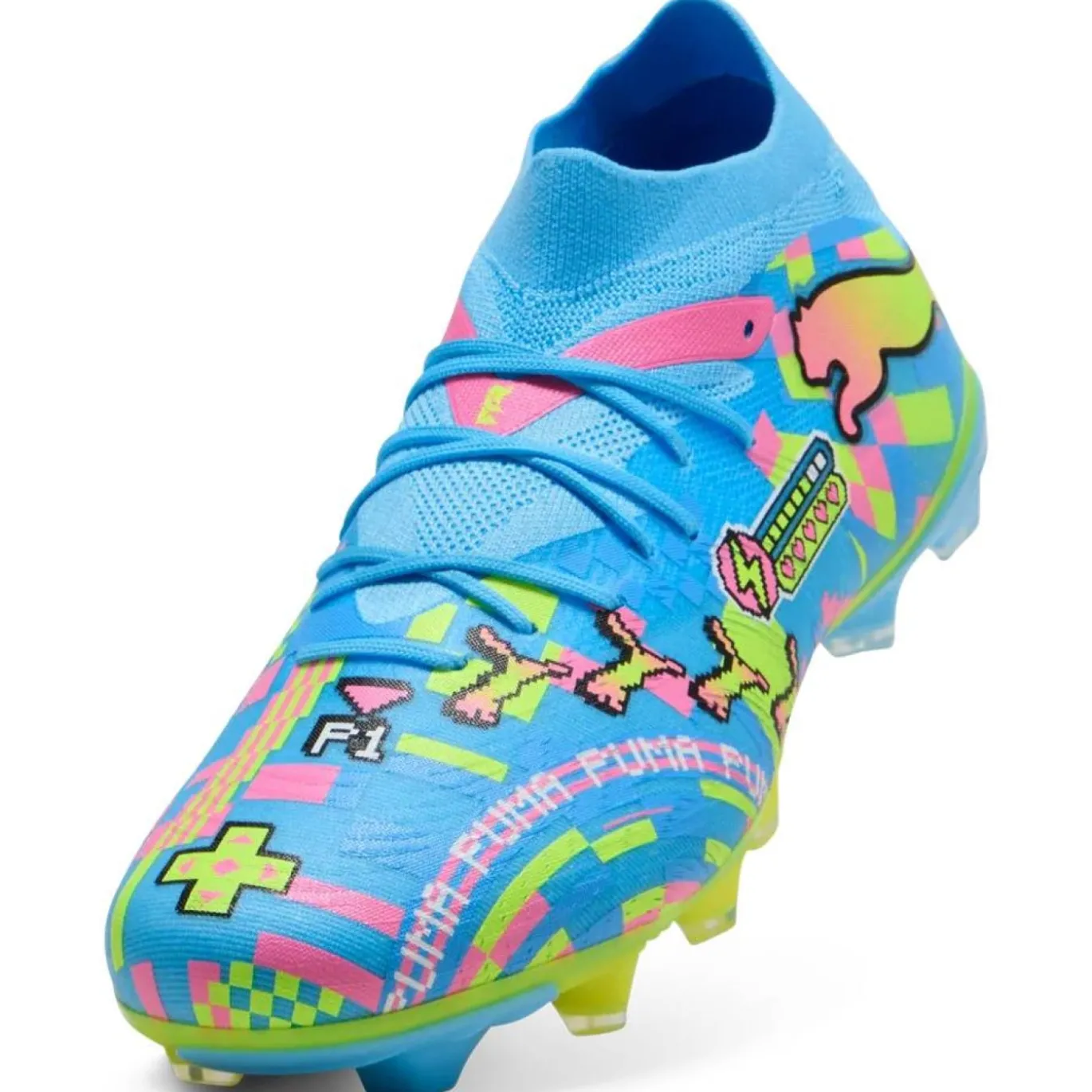 PUMA Future 9 Match ADV Gras / Kunstgras Voetbalschoenen (MG) Felblauw Felroze Neongroen