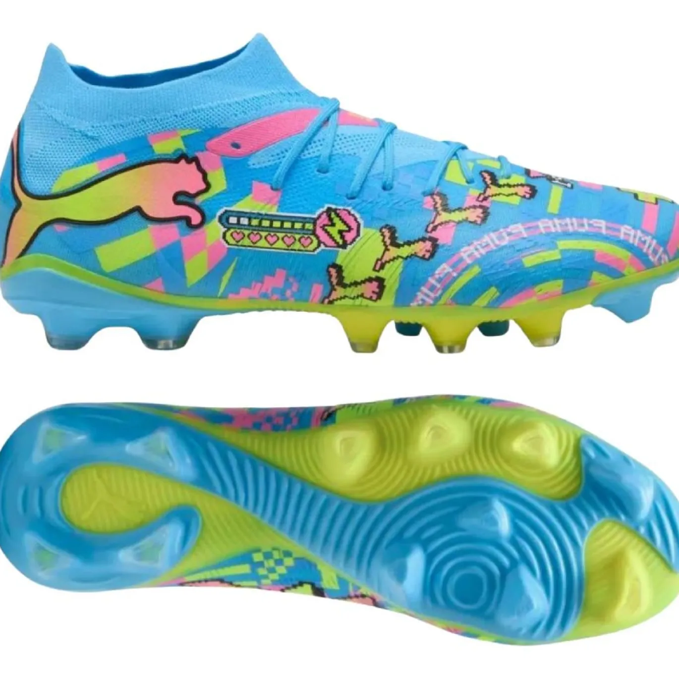 PUMA Future 9 Match ADV Gras / Kunstgras Voetbalschoenen (MG) Felblauw Felroze Neongroen