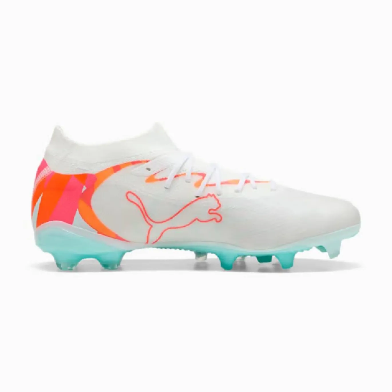 PUMA Future 9 Match Brilliance Gras / Kunstgras Voetbalschoenen (MG) Dames Wit Feloranje Roze Lichtblauw