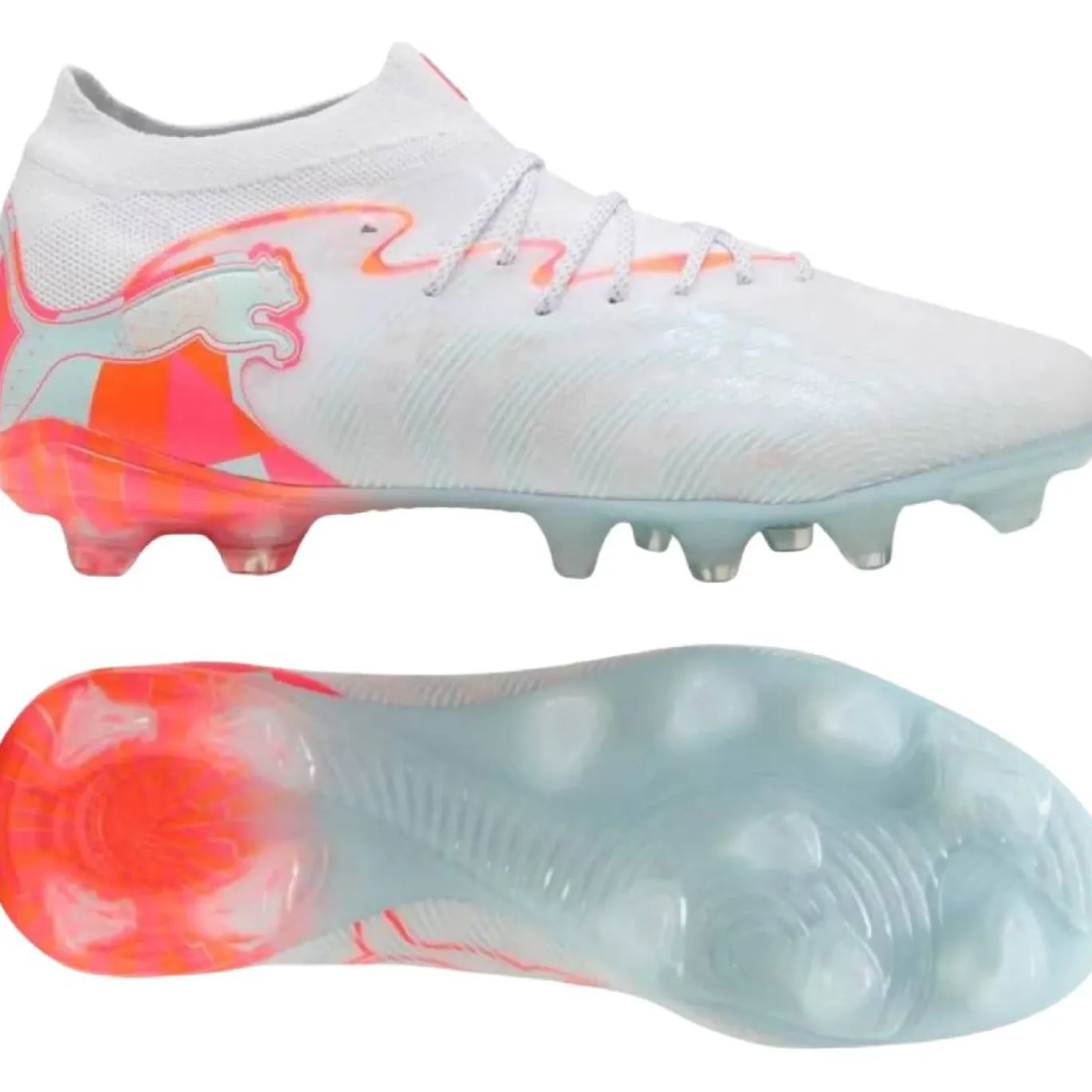 PUMA Future 9 Match Brilliance Gras / Kunstgras Voetbalschoenen (MG) Dames Wit Feloranje Roze Lichtblauw