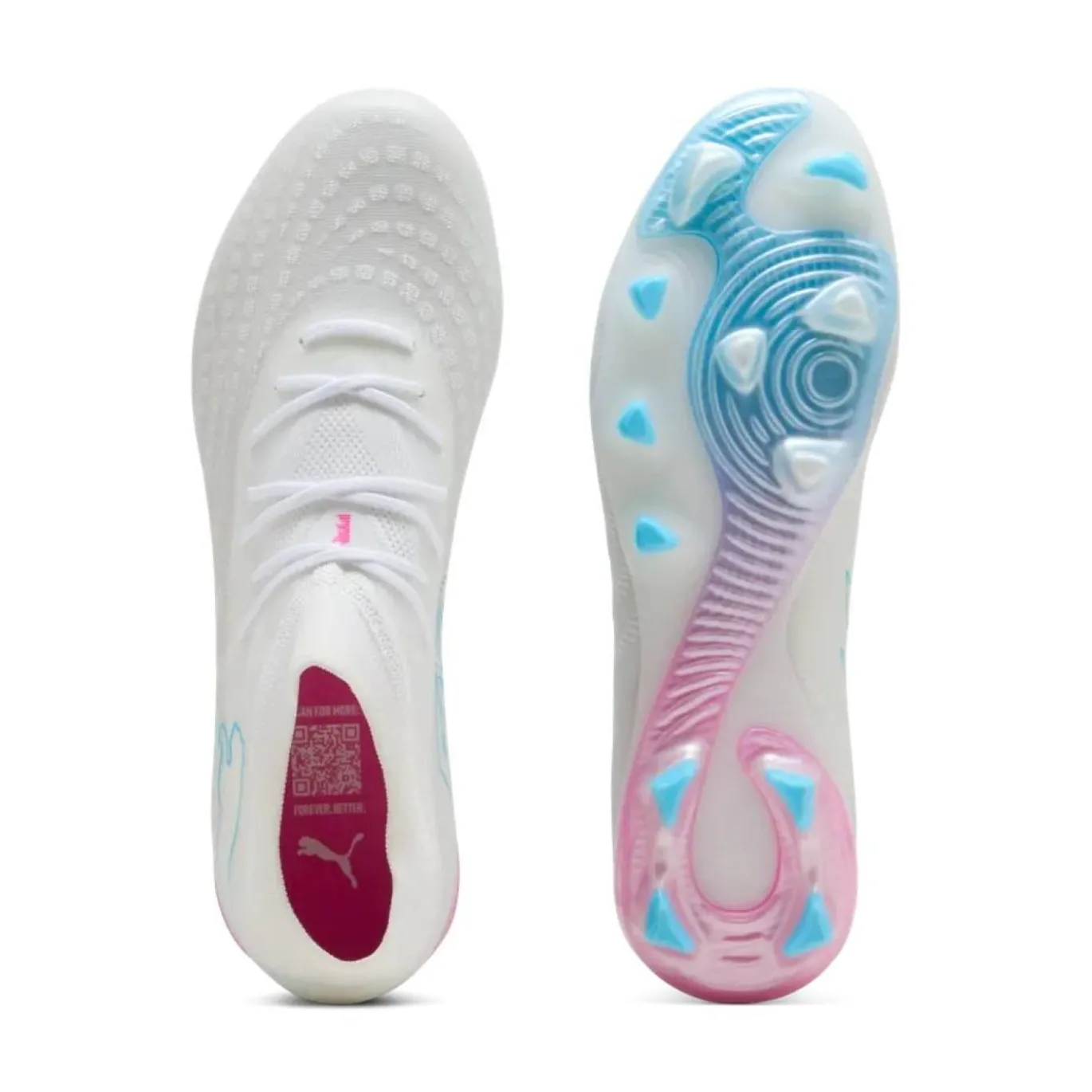 PUMA Future 9 Match Gras / Kunstgras Voetbalschoenen (MG) Wit Felblauw Felroze