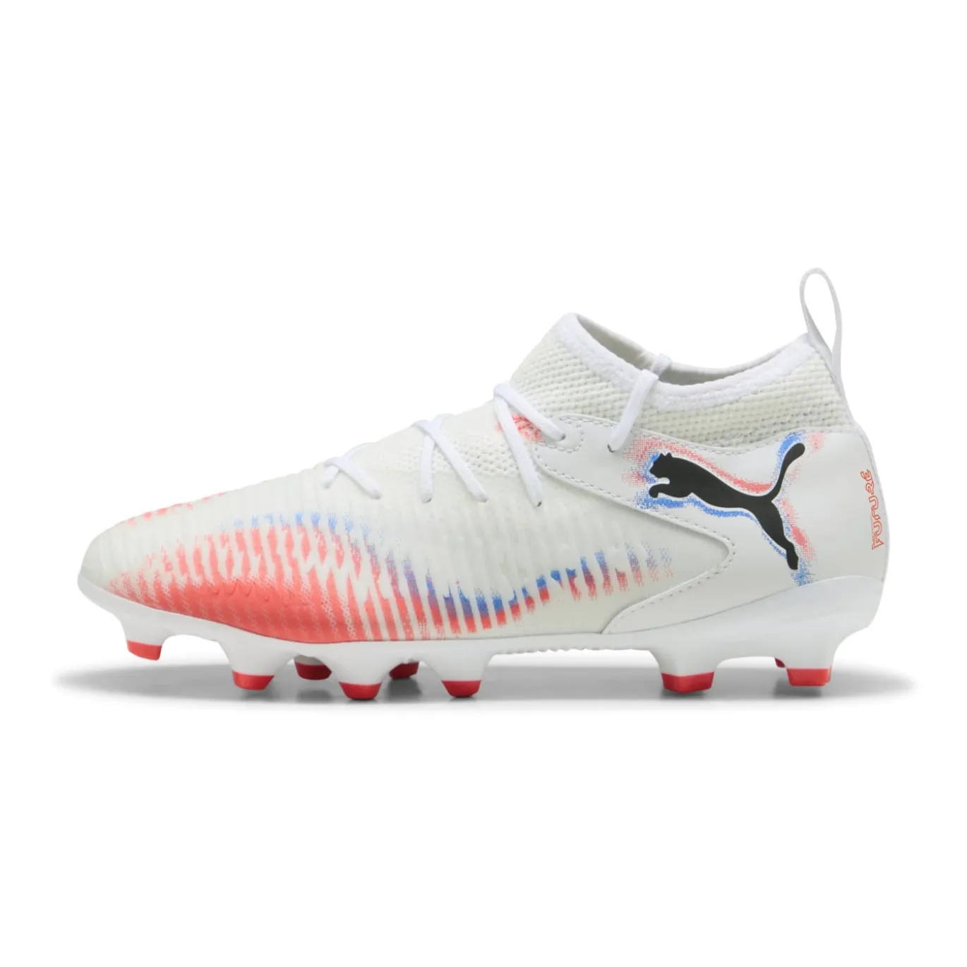 PUMA Future 8 Match Gras / Kunstgras Voetbalschoenen (MG) Kids Wit Felrood Blauw