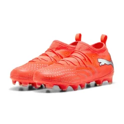 PUMA Future 9 Match Gras / Kunstgras Voetbalschoenen (MG) Kids Felrood Zilver Zwart