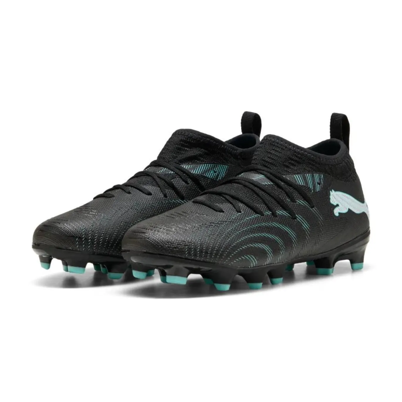 PUMA Future 9 Match Gras / Kunstgras Voetbalschoenen (MG) Kids Zwart Intense Mint Wit