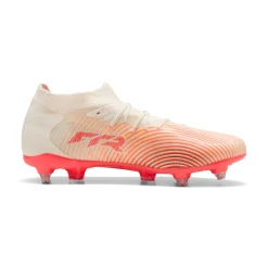 PUMA Future 9 Match IJzeren-Nop Voetbalschoenen (SG) Gebroken Wit Zwart Roze