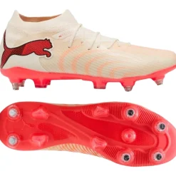 PUMA Future 9 Match IJzeren-Nop Voetbalschoenen (SG) Gebroken Wit Zwart Roze