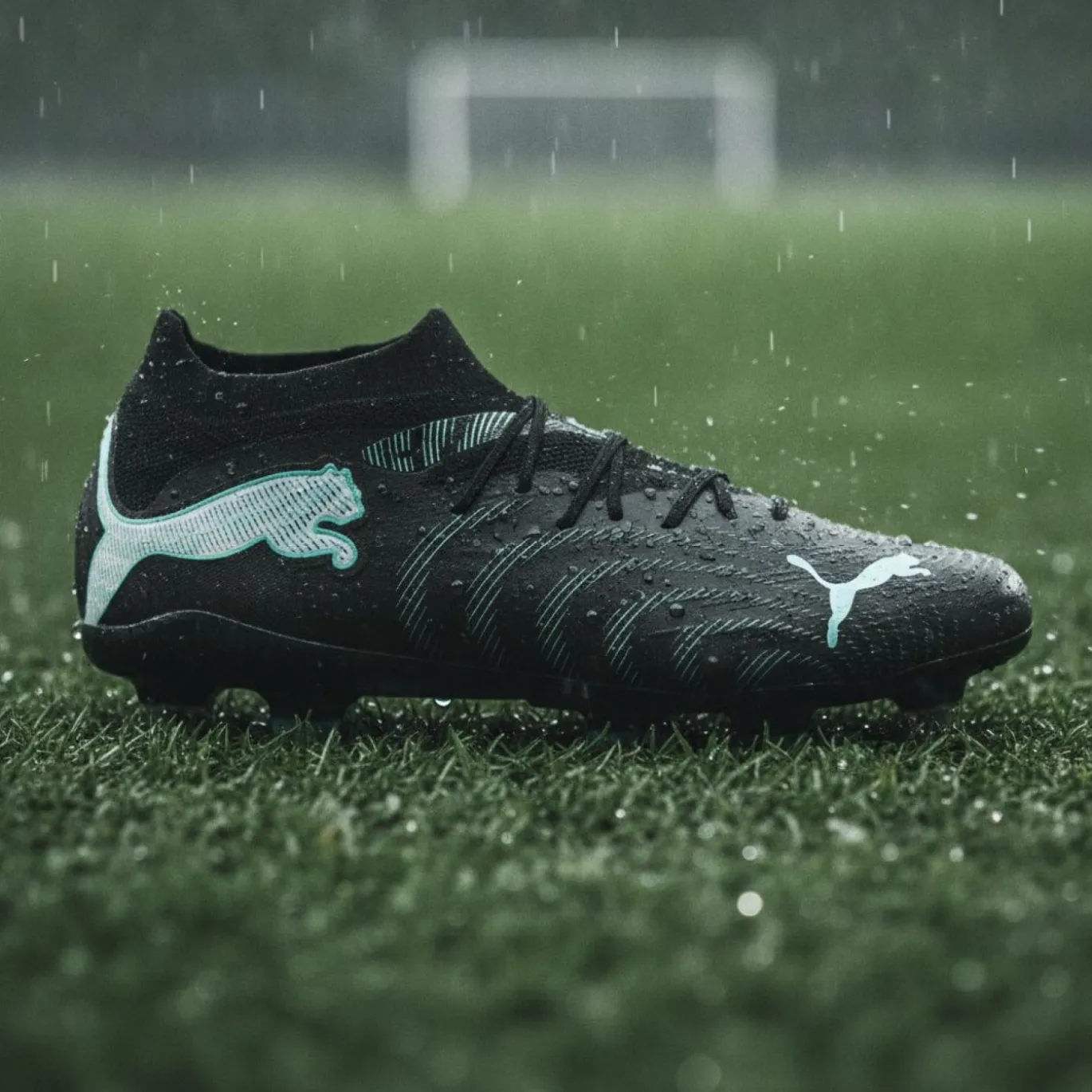PUMA Future 9 Match IJzeren-Nop Voetbalschoenen (SG) Zwart Intense Mint Wit