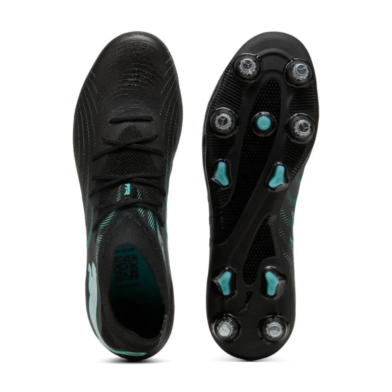 PUMA Future 9 Match IJzeren-Nop Voetbalschoenen (SG) Zwart Intense Mint Wit