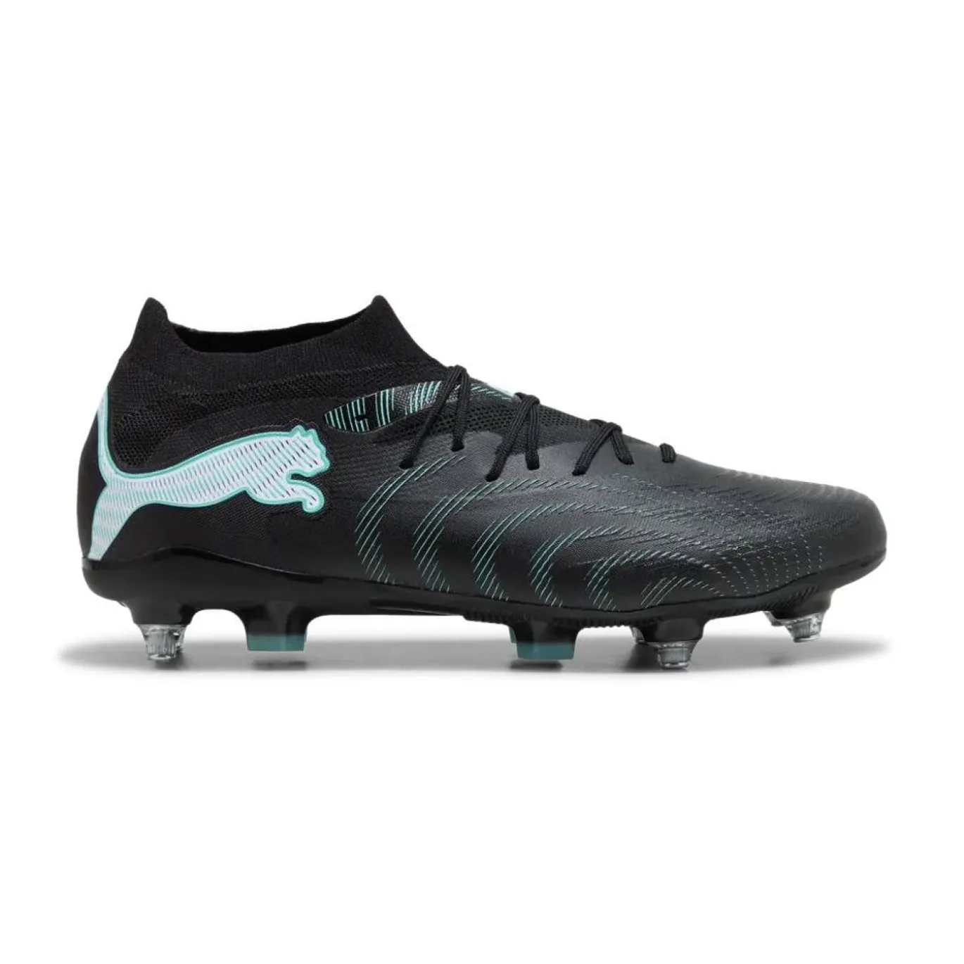 PUMA Future 9 Match IJzeren-Nop Voetbalschoenen (SG) Zwart Intense Mint Wit