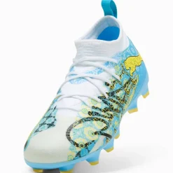 PUMA Future 9 Match Playmaker Gras / Kunstgras Voetbalschoenen (MG) Kids Wit Vibrant Blue Sun Stream Lichtblauw