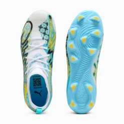 PUMA Future 9 Match Playmaker Gras / Kunstgras Voetbalschoenen (MG) Kids Wit Vibrant Blue Sun Stream Lichtblauw