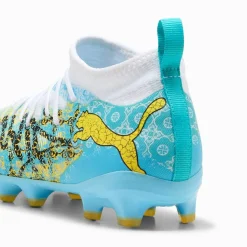 PUMA Future 9 Match Playmaker Gras / Kunstgras Voetbalschoenen (MG) Kids Wit Vibrant Blue Sun Stream Lichtblauw