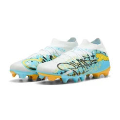 PUMA Future 9 Match Playmaker Gras / Kunstgras Voetbalschoenen (MG) Wit Vibrant Blue Sun Stream Lichtblauw