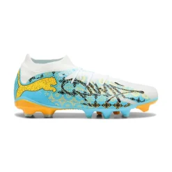 PUMA Future 9 Match Playmaker Gras / Kunstgras Voetbalschoenen (MG) Wit Vibrant Blue Sun Stream Lichtblauw