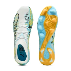 PUMA Future 9 Match Playmaker Gras / Kunstgras Voetbalschoenen (MG) Wit Vibrant Blue Sun Stream Lichtblauw