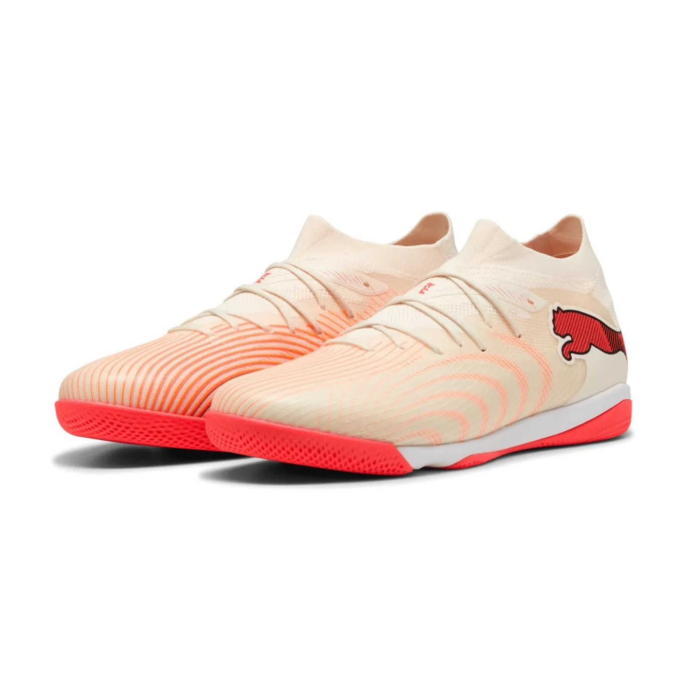PUMA Future 9 Match Zaalvoetbalschoenen (IN) Gebroken Wit Zwart Roze