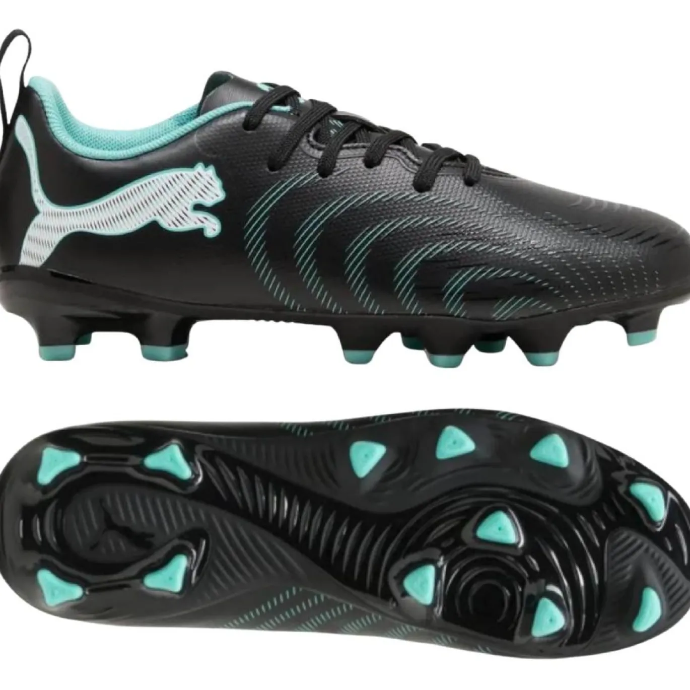 PUMA Future 9 Play Gras / Kunstgras Voetbalschoenen (MG) Kids Zwart Intense Mint Wit