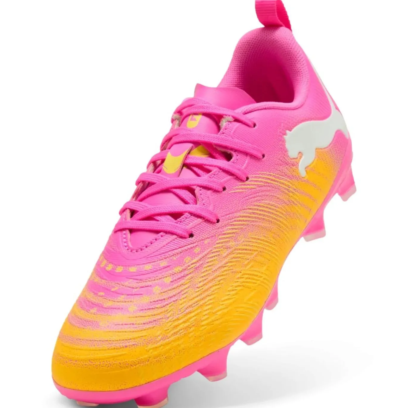 PUMA Future 9 Play Gras / Kunstgras Voetbalschoenen (MG) Kids Felroze Blauw Geel