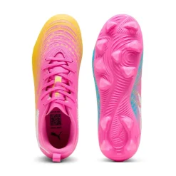 PUMA Future 9 Play Gras / Kunstgras Voetbalschoenen (MG) Kids Felroze Blauw Geel