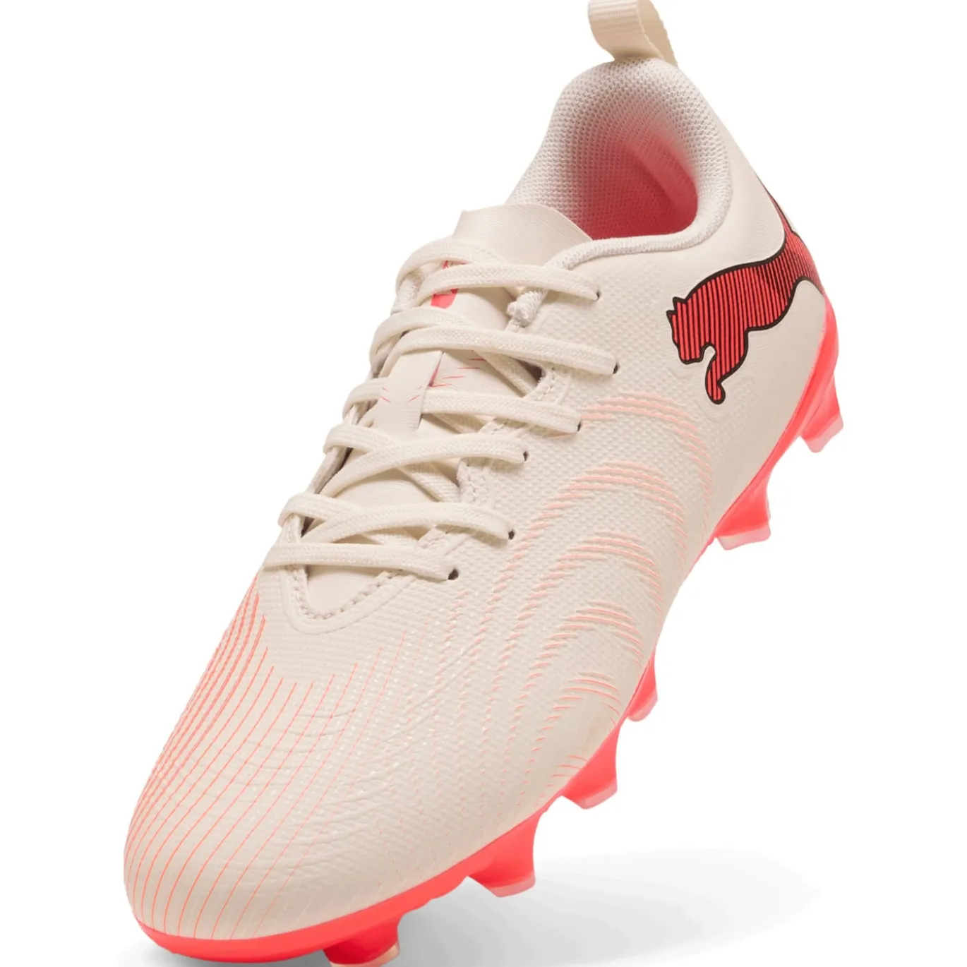 PUMA Future 9 Play Gras / Kunstgras Voetbalschoenen (MG) Kids Gebroken Wit Zwart Roze