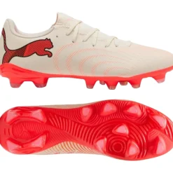 PUMA Future 9 Play Gras / Kunstgras Voetbalschoenen (MG) Gebroken Wit Zwart Roze