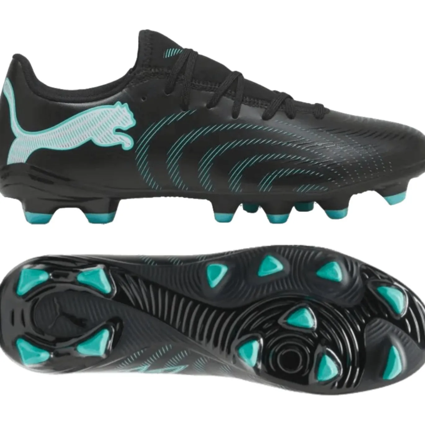 PUMA Future 9 Play Gras / Kunstgras Voetbalschoenen (MG) Zwart Intense Mint Wit
