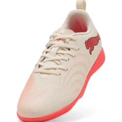 PUMA Future 9 Play Zaalvoetbalschoenen (IN) Kids Gebroken Wit Zwart Roze
