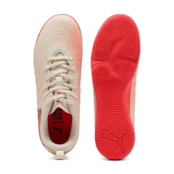 PUMA Future 9 Play Zaalvoetbalschoenen (IN) Kids Gebroken Wit Zwart Roze