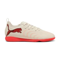 PUMA Future 9 Play Zaalvoetbalschoenen (IN) Kids Gebroken Wit Zwart Roze