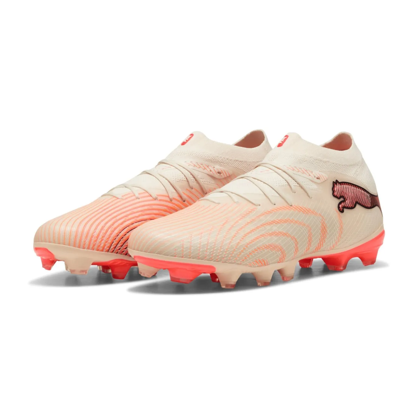 PUMA Future 9 Pro Gras / Kunstgras Voetbalschoenen (MG) Gebroken Wit Zwart Roze