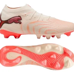 PUMA Future 9 Pro Gras / Kunstgras Voetbalschoenen (MG) Gebroken Wit Zwart Roze