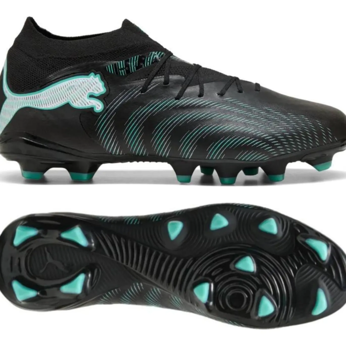 PUMA Future 9 Pro Gras / Kunstgras Voetbalschoenen (MG) Zwart Intense Mint Wit