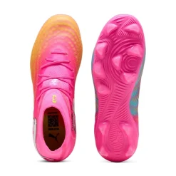 PUMA Future 9 Pro Gras / Kunstgras Voetbalschoenen (MG) Kids Felroze Blauw Geel