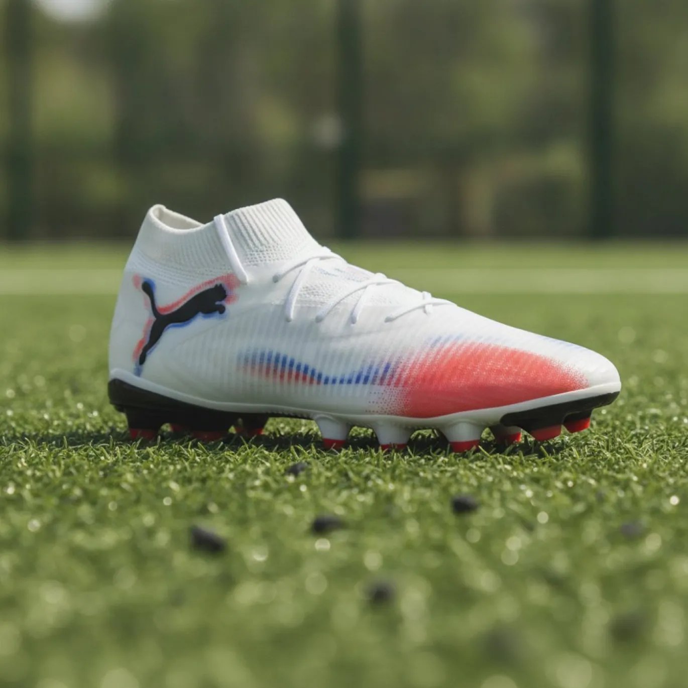 PUMA Future 8 Pro Gras / Kunstgras Voetbalschoenen (MG) Wit Felrood Blauw