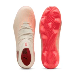 PUMA Future 9 Pro Gras / Kunstgras Voetbalschoenen (MG) Kids Gebroken Wit Zwart Roze