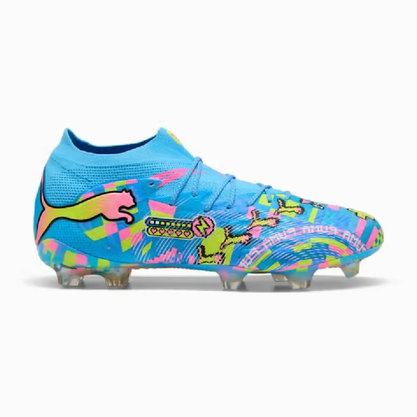 PUMA Future 9 Ultimate ADV Gras Voetbalschoenen (FG) Felblauw Felroze Neongroen