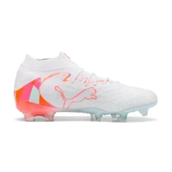 PUMA Future 9 Ultimate Brilliance Gras Voetbalschoenen (FG) Dames Wit Feloranje Roze Lichtblauw