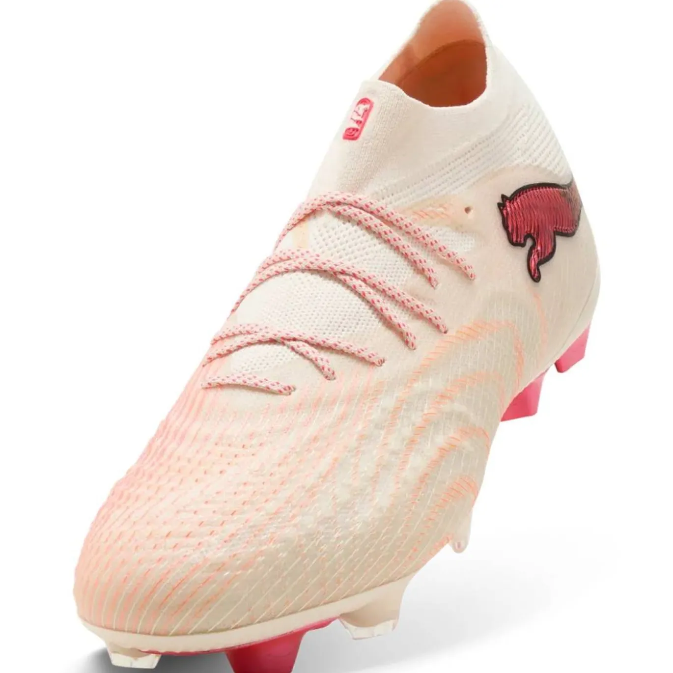 PUMA Future 9 Ultimate Gras Voetbalschoenen (FG) Gebroken Wit Zwart Roze