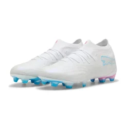 PUMA Future 9 Ultimate Gras Voetbalschoenen (FG) Wit Felblauw Felroze