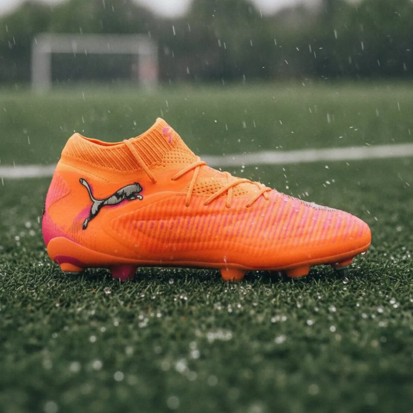 PUMA Future 8 Ultimate IJzeren-Nop Voetbalschoenen (SG) Oranje Roze Zwart