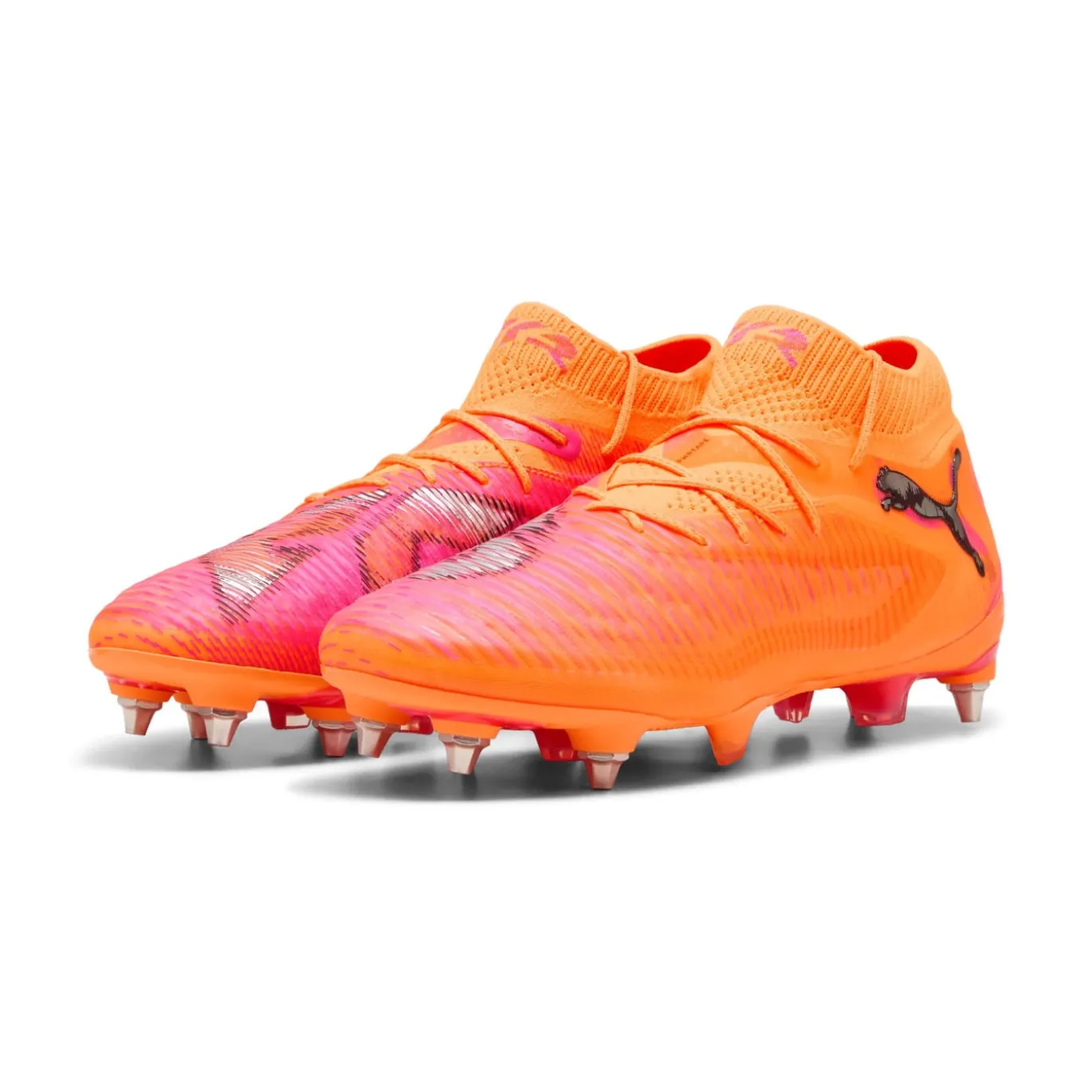 PUMA Future 8 Ultimate IJzeren-Nop Voetbalschoenen (SG) Oranje Roze Zwart