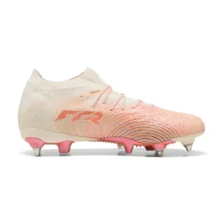 PUMA Future 9 Ultimate IJzeren-Nop Voetbalschoenen (SG) Gebroken Wit Zwart Roze