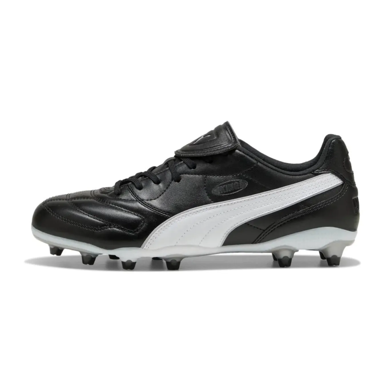 PUMA King Liga Gras / Kunstgras Voetbalschoenen (MG) Zwart Zilver Wit