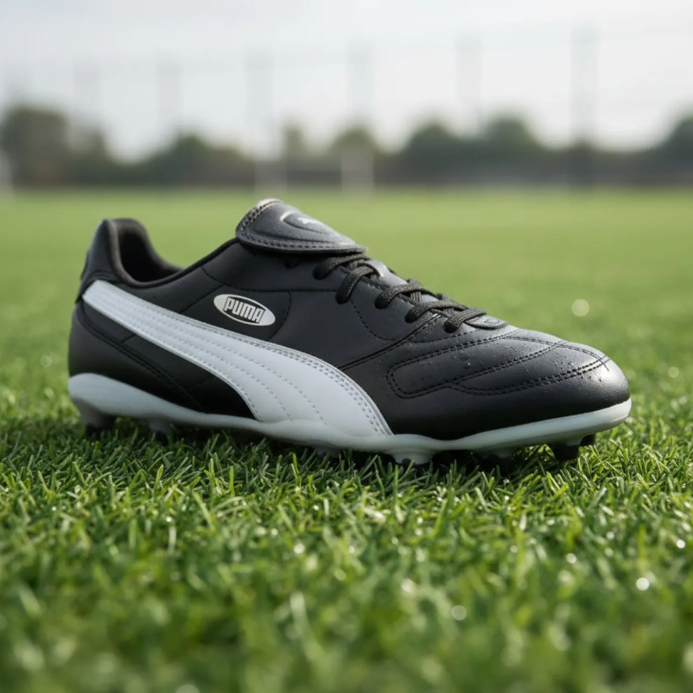 PUMA King Liga Gras / Kunstgras Voetbalschoenen (MG) Zwart Zilver Wit