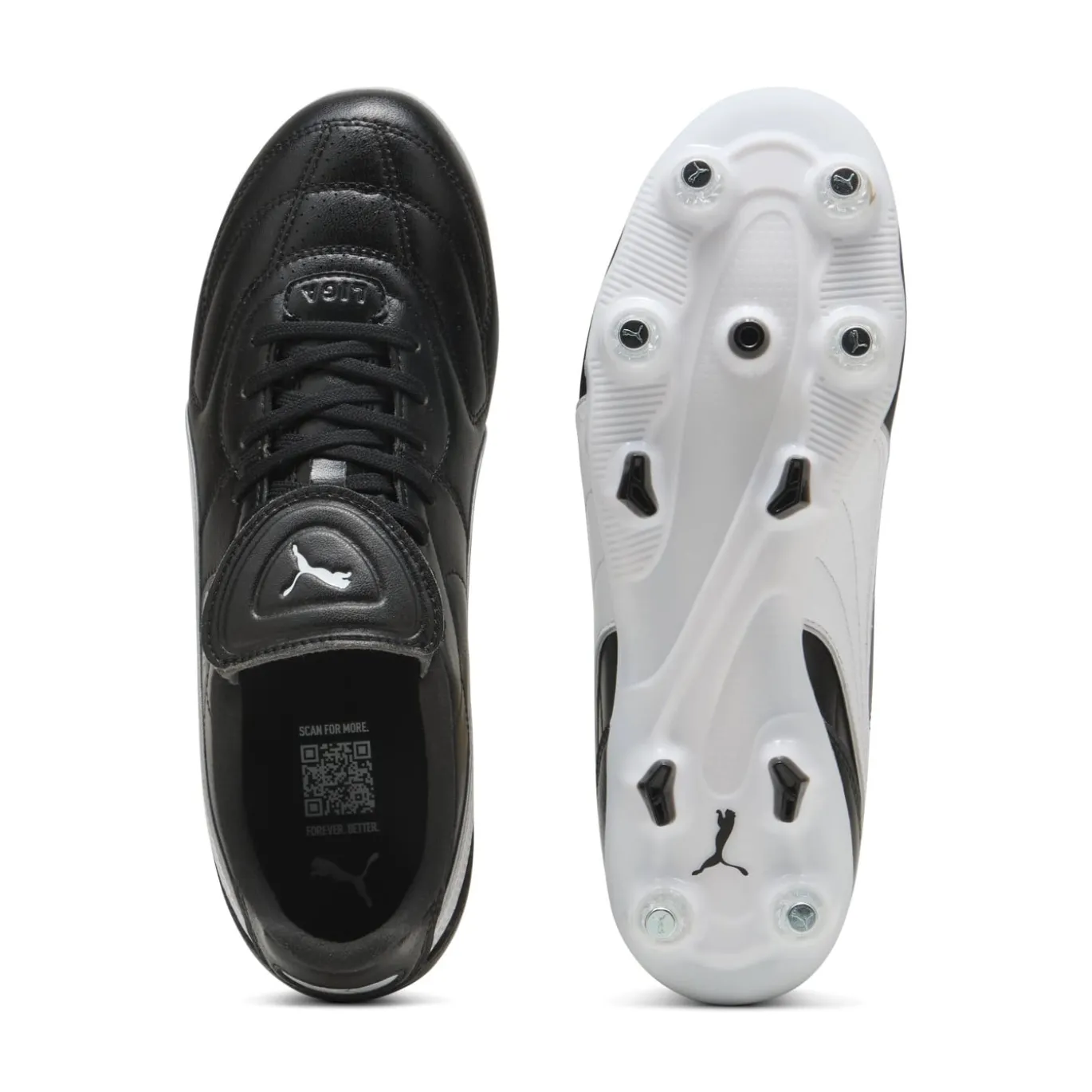 PUMA King Liga IJzeren-Nop Voetbalschoenen (SG) Zwart Wit Zilver