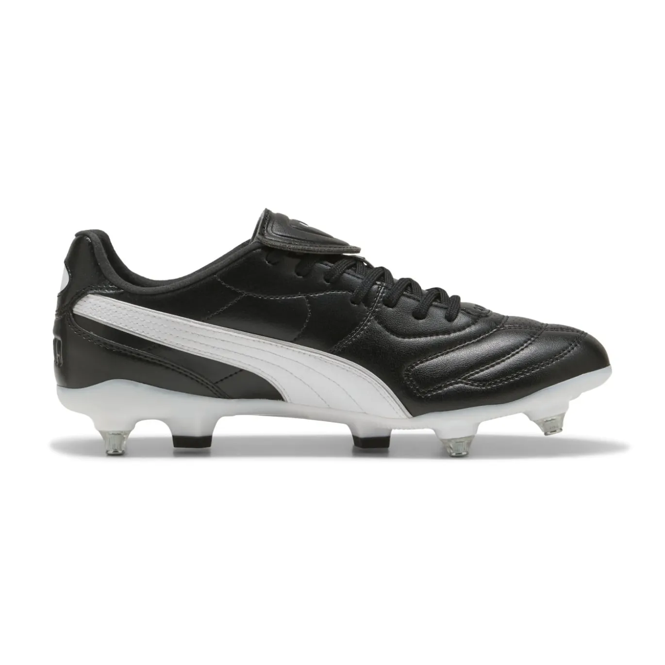 PUMA King Liga IJzeren-Nop Voetbalschoenen (SG) Zwart Wit Zilver