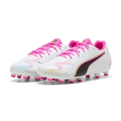 PUMA King 20 Match Gras / Kunstgras Voetbalschoenen (MG) Kids Wit Felroze Blauw Geel